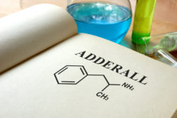 page on a book showing Adderall's chemical formula