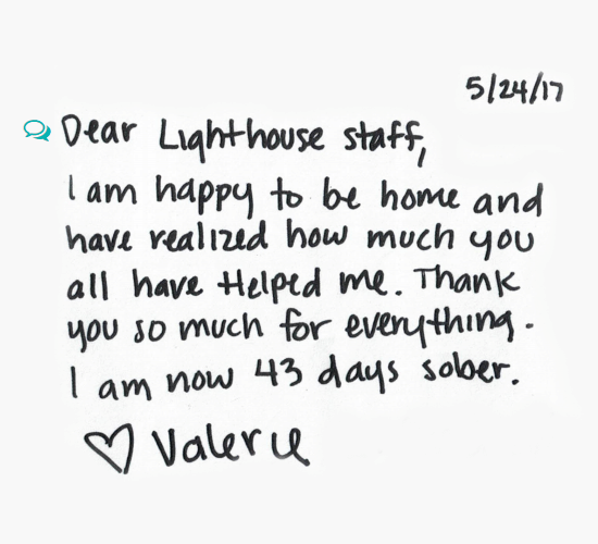Testimonial letter from Lighthouse Alumni Valerie