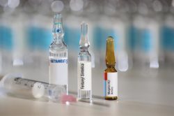 vials of liquid drugs including ketamine
